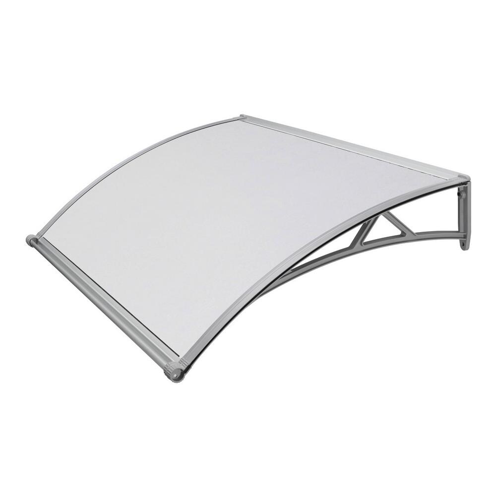 Pensilina In Policarbonato Con Sgocciolatoio E Supporto Grigio 140 X 90 Centimetri - Foto 5