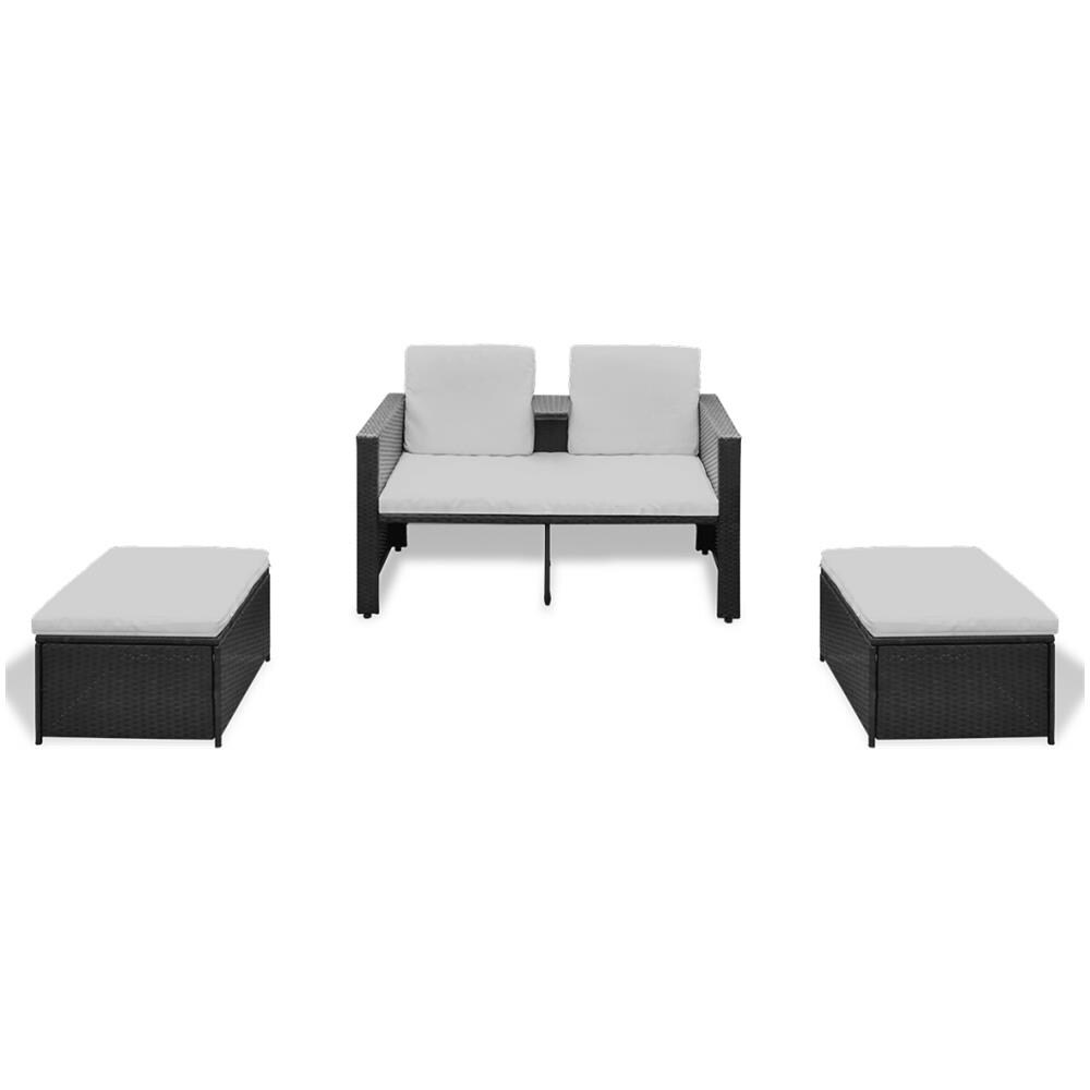 Set Da Giardino Polyrattan 1 Sedia 2 Poggiapiedi Uso Esterno Nero - Foto 2