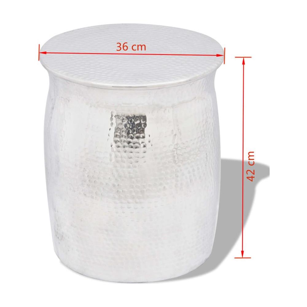 Sgabello Tavolino Laterale In Alluminio Battuto Argento - Foto 8