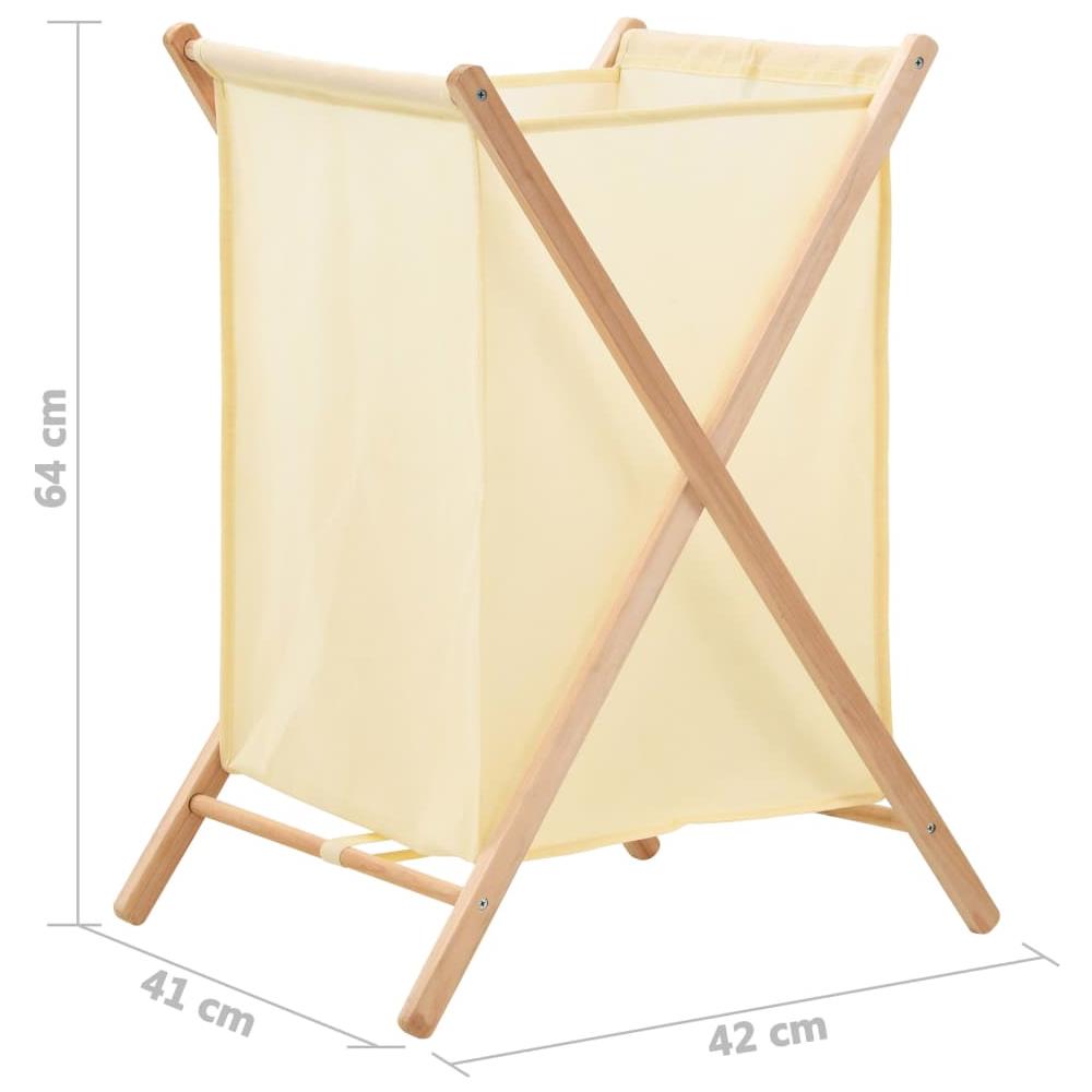 Portabiancheria In Legno Di Cedro E Tessuto Beige 42x41x64 Cm - Foto 7