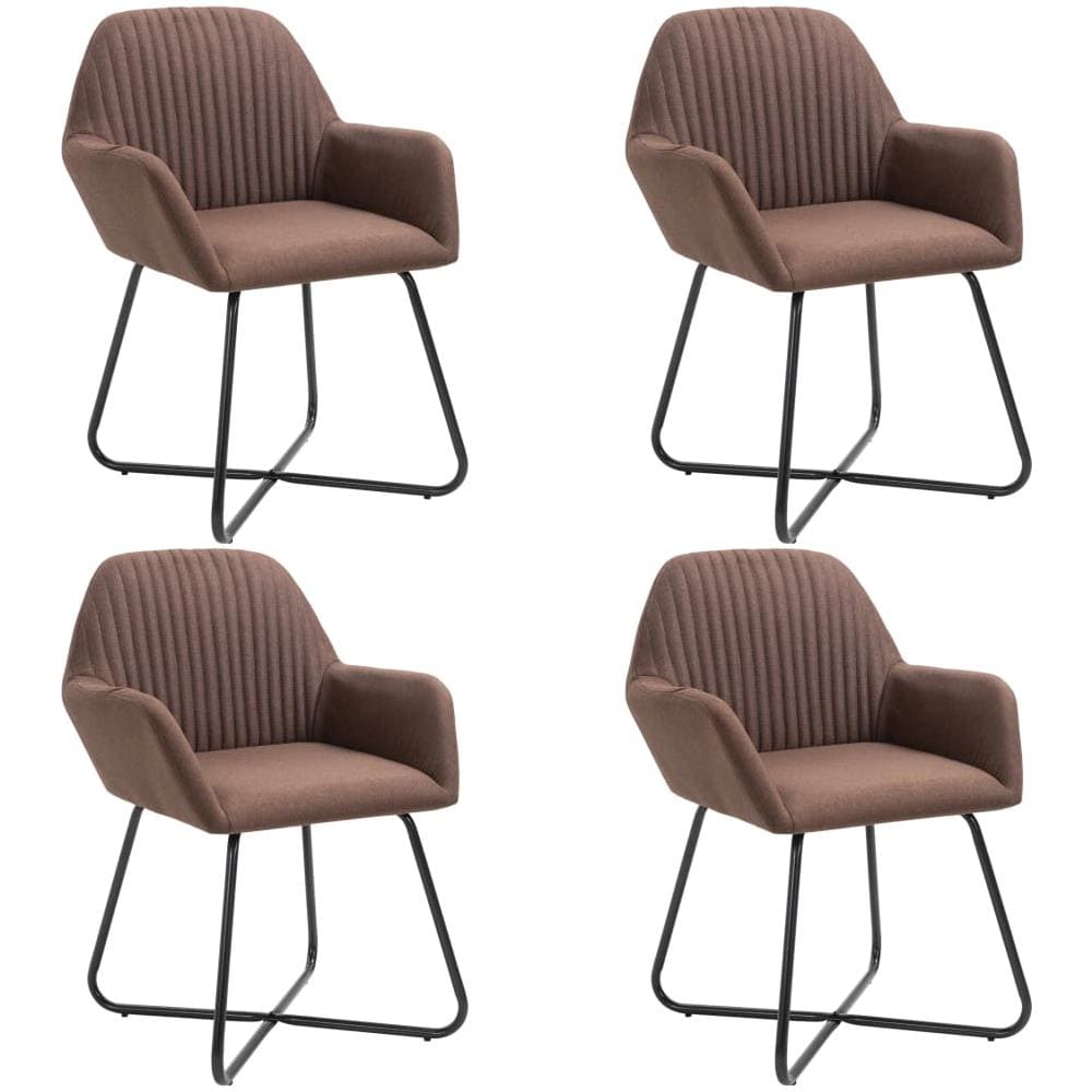 Sedie Da Pranzo 4 Pz Marroni In Tessuto - Foto 1