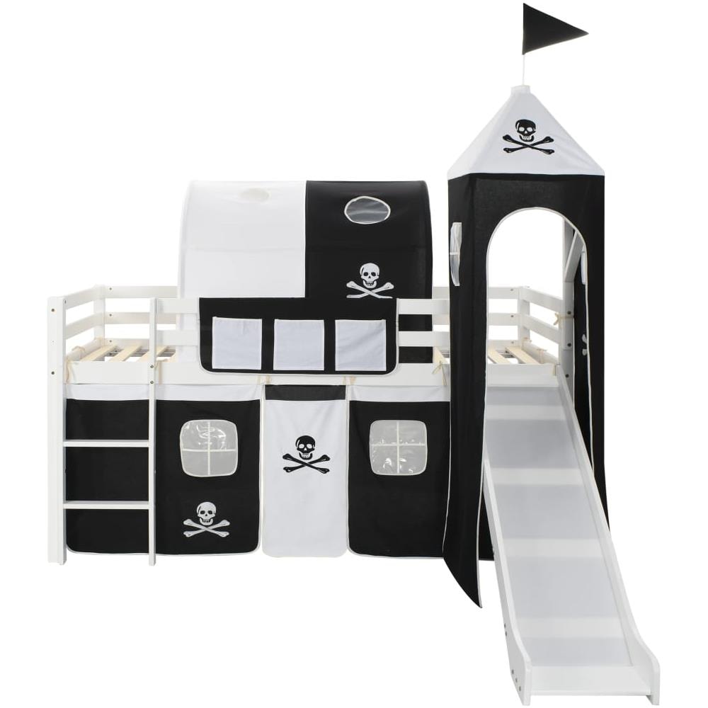 Letto A Castello Per Bambini Scivolo E Scala In Pino 97x208cm - Foto 2
