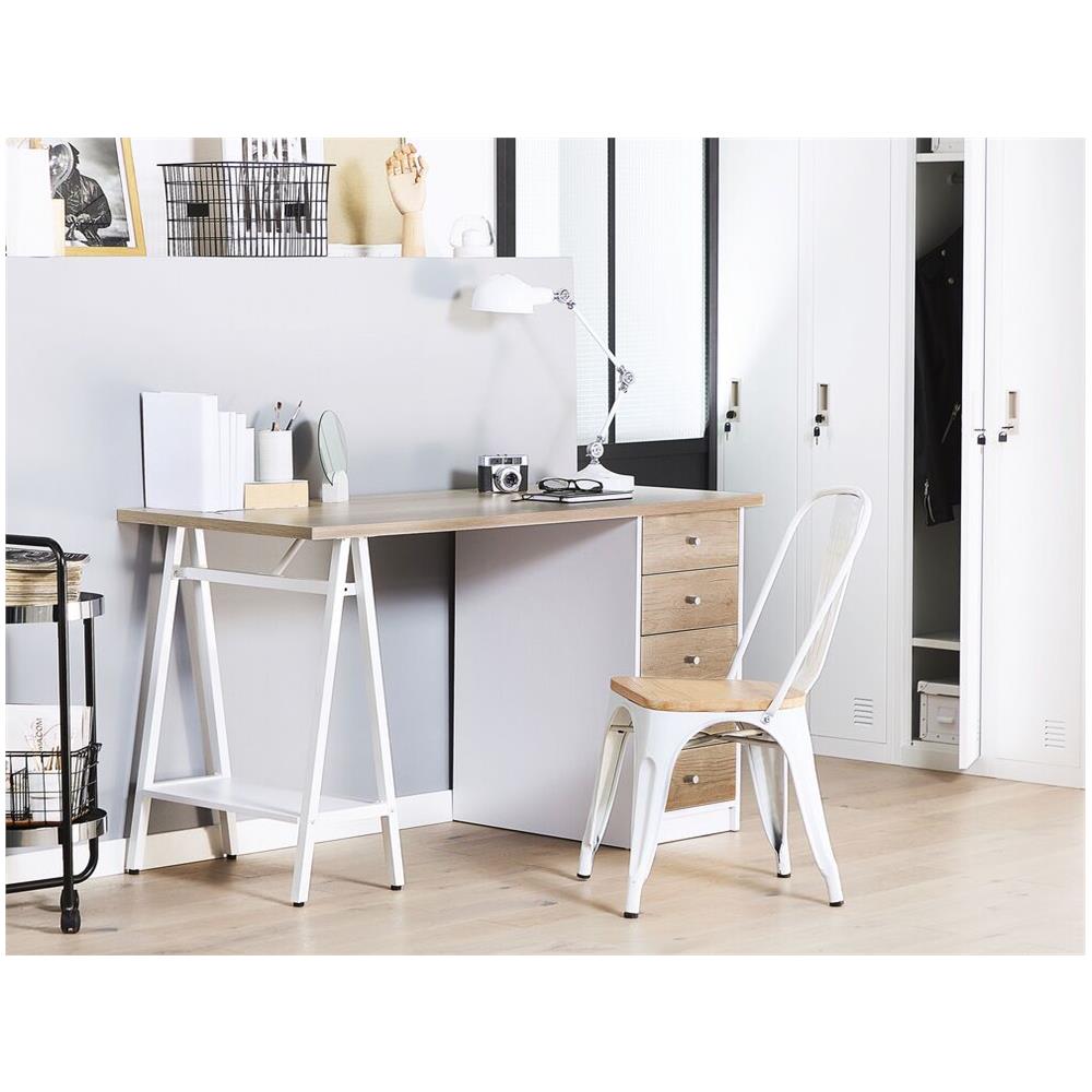 Scrivania Heber Marrone/ Bianco 140 Cm 60 Cm Con Contenitore - Foto 2