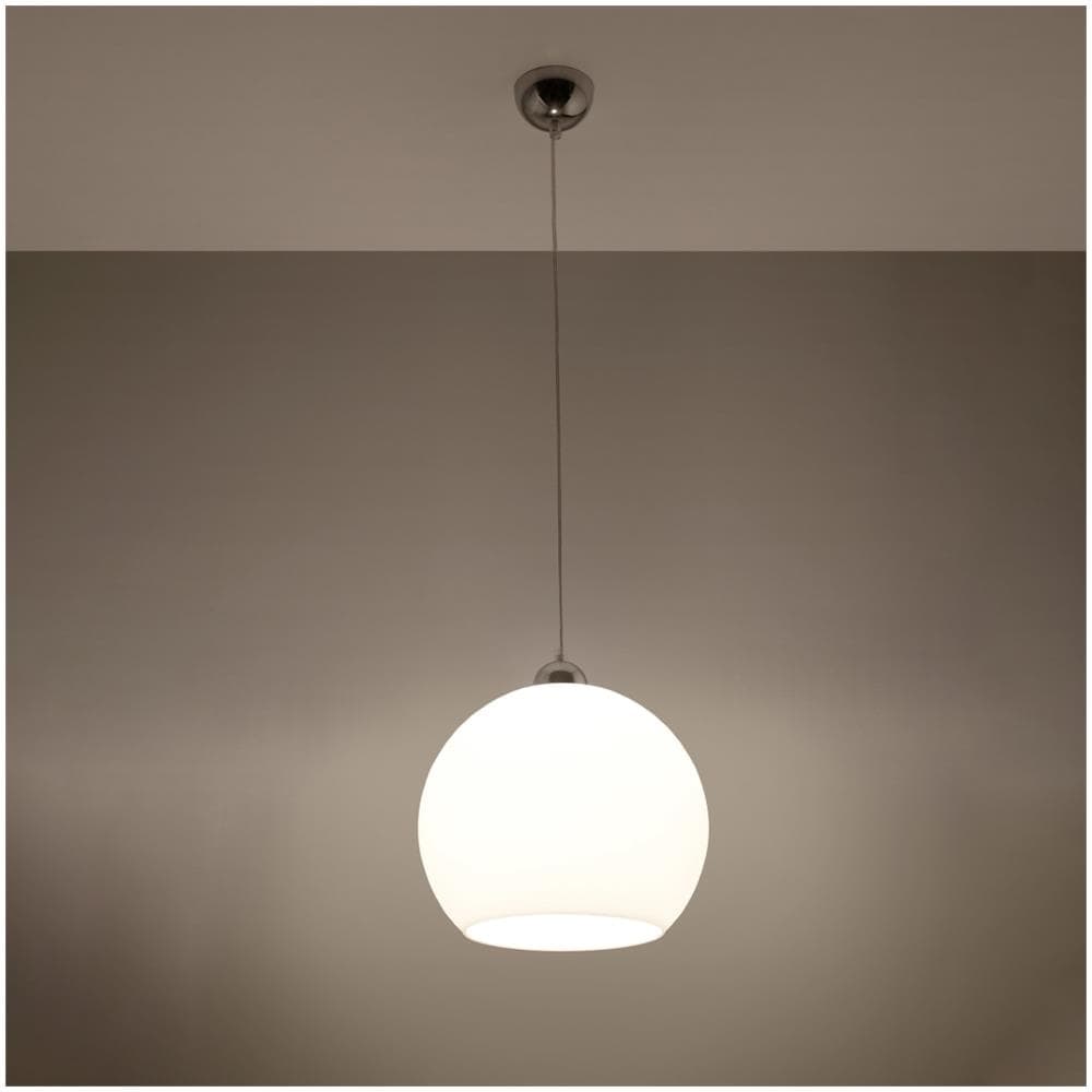 Ball - Lampadario A Sospensione In Vetro, Colore: Bianco Cromato - Foto 15