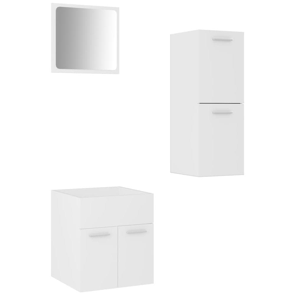 Set Mobili Da Bagno Bianco In Truciolato - Foto 2