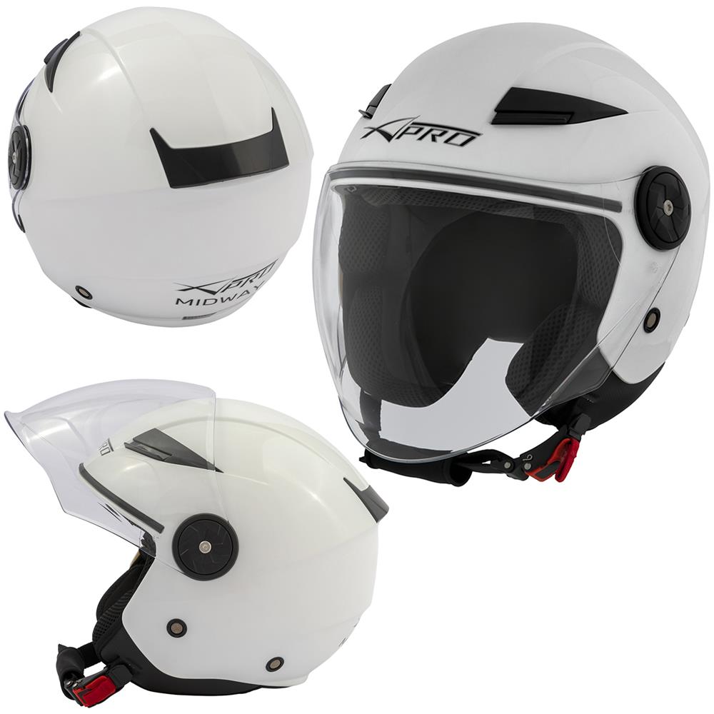 Jet Casco Moto Certificato Ece 22-05 City Scooter Doppia Visiera Bianco M - Foto 10