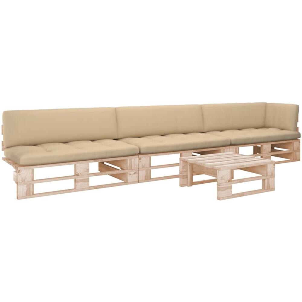 Set Divani in Pallet con Cuscini 4 pz in Pino Impregnato - Foto 1