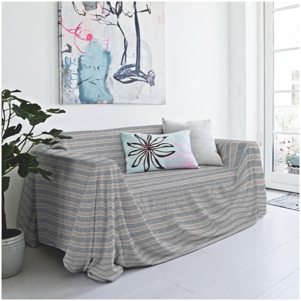 Copriletto, Copridivano, Telo Copritutto Multiuso Per Arredo - Ilaria Grigio - 210x250 Cm - Foto 2