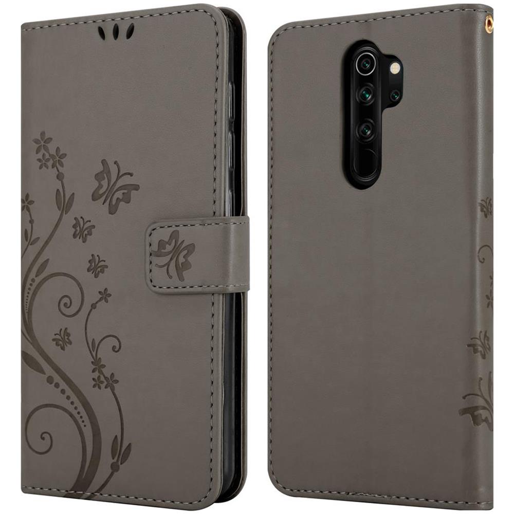 Custodia Compatibile Con Xiaomi Redmi Note 8 Pro In Grigio Fiore - Coperchio Protettivo In Design Floreale Con Chiusura Magnetica, Funzione Stand E Slot Per Carte - Foto 8