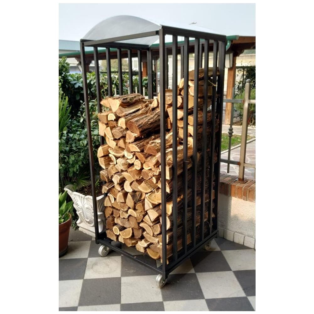 Legnaia Portalegna Su Ruote In Acciaio Antracite Eco 80x80xh190 Cm - Foto 2