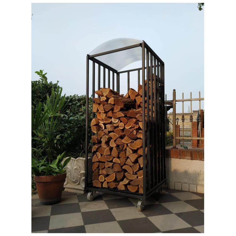 Legnaia Portalegna Su Ruote In Acciaio Antracite Eco 80x80xh190 Cm - Foto 1