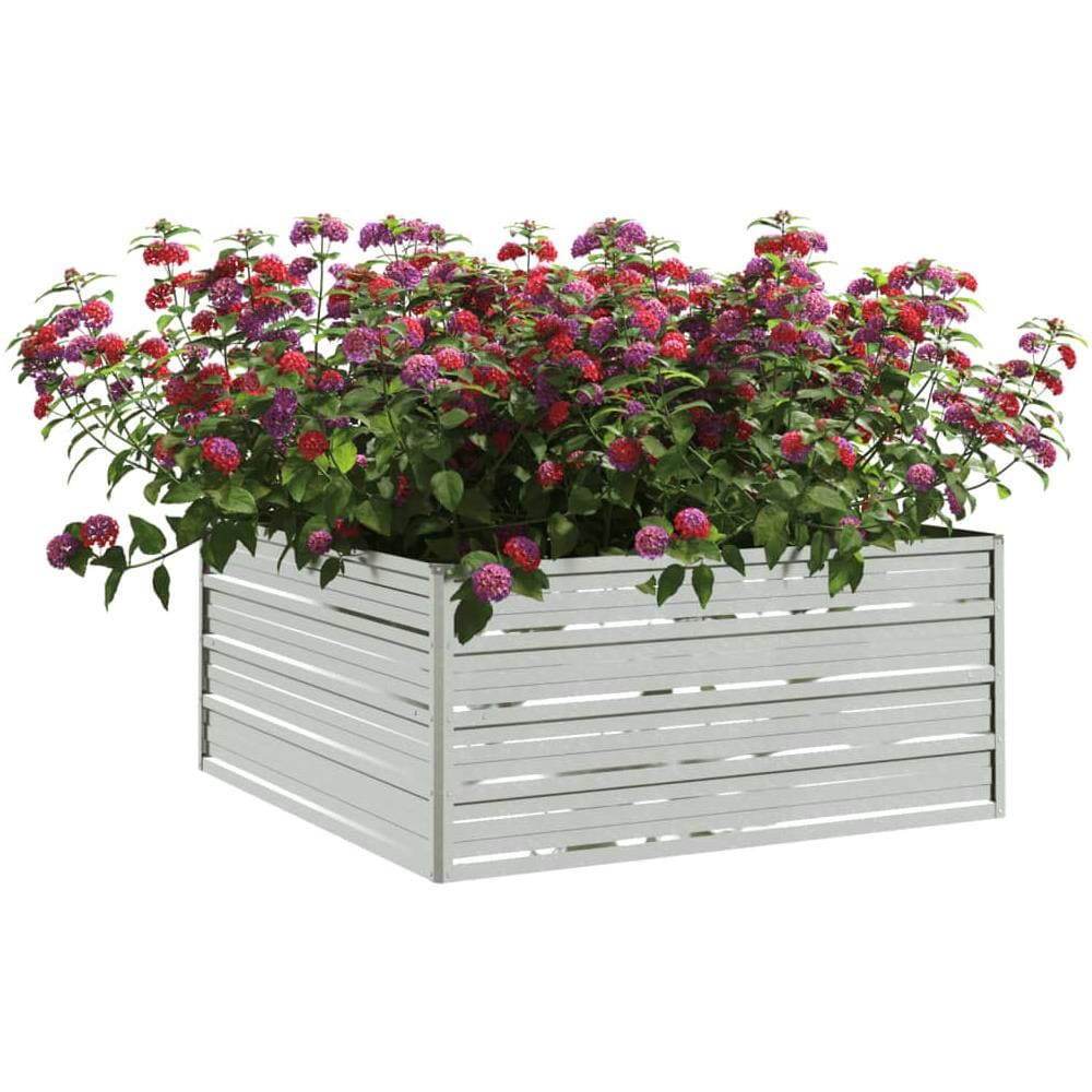 Letto Rialzato Giardino 100x100x45cm in Acciaio Zincato Argento - Foto 2