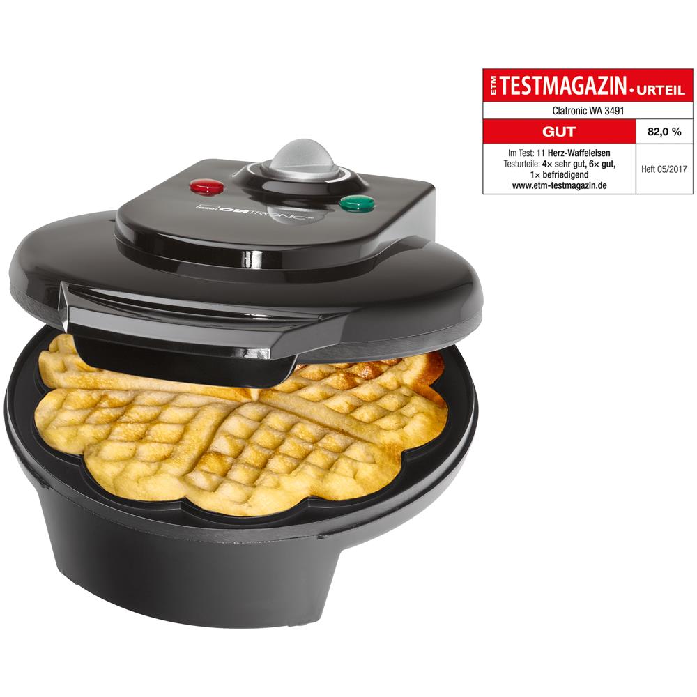 Piastra Per Waffle Wa 3491 A Forma Di Cuorei Termostato 1200W Colore Nero - Foto 4