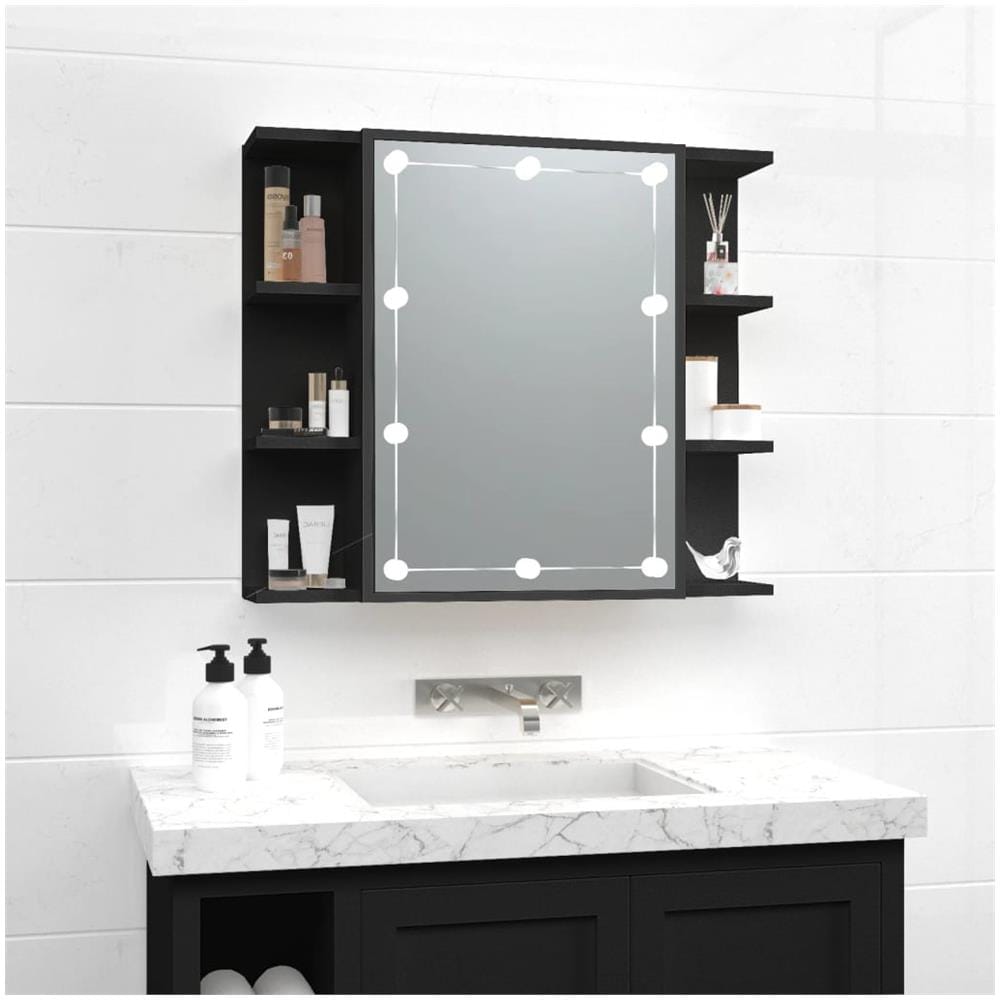 Mobile A Specchio Con Led Nero 70x16,5x60 Cm - Foto 1