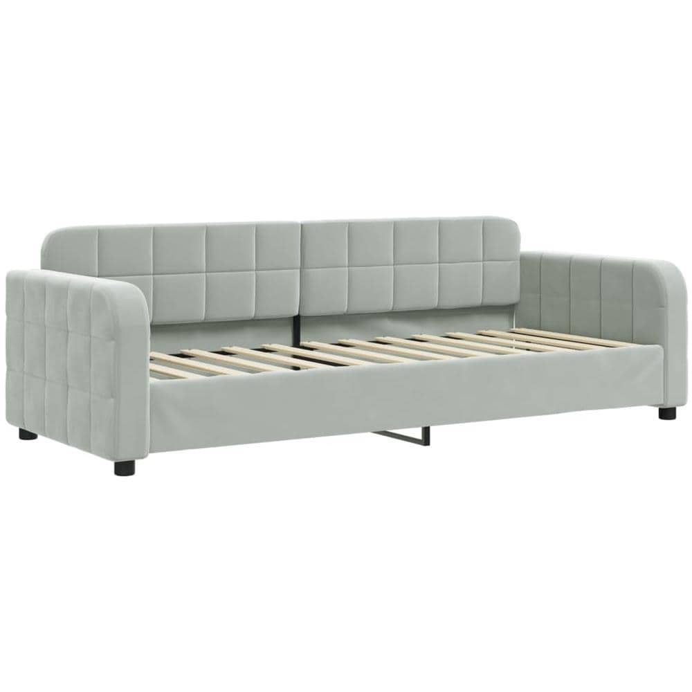 Letto Da Giorno Grigio Chiaro 80x200 Cm In Velluto - Foto 1