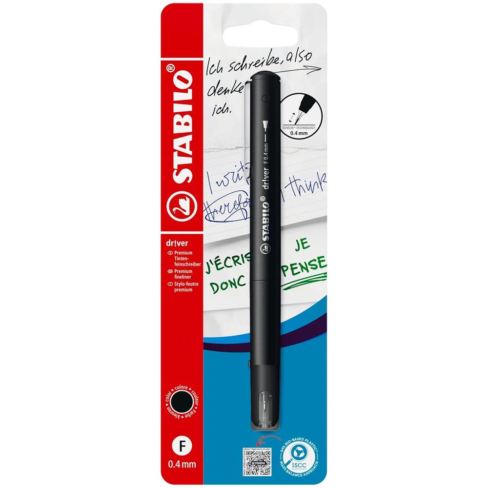dr!ver - Fineliner Premium - Tratto Fine (0,4 mm) - Pack da 1 - Nero - Foto 1