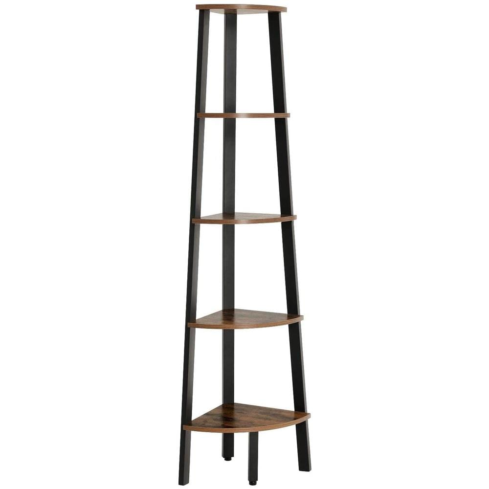 Mensola angolare Valora in ferro marrone rustico a 5 ripiani per soggiorno - Foto 7