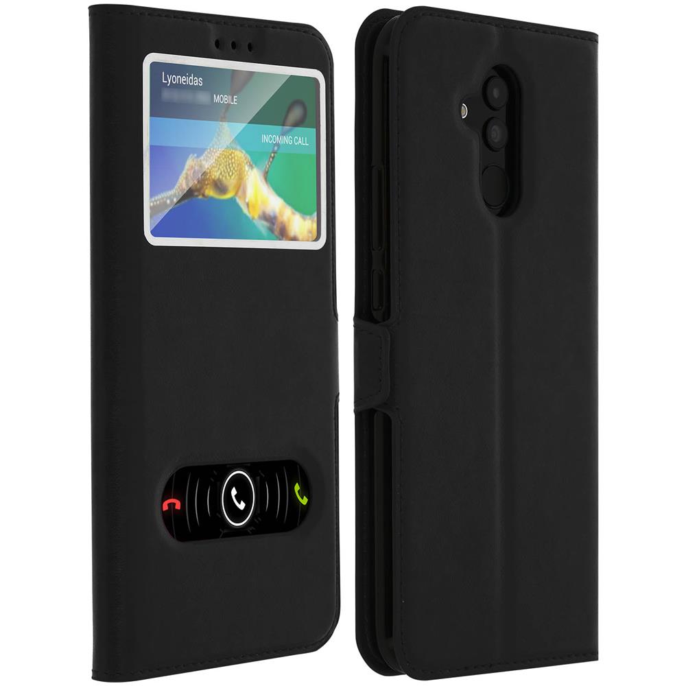 Custodia Huawei Mate 20 Lite + Funzione Stand Con Doppia Finestra Nera - Foto 1