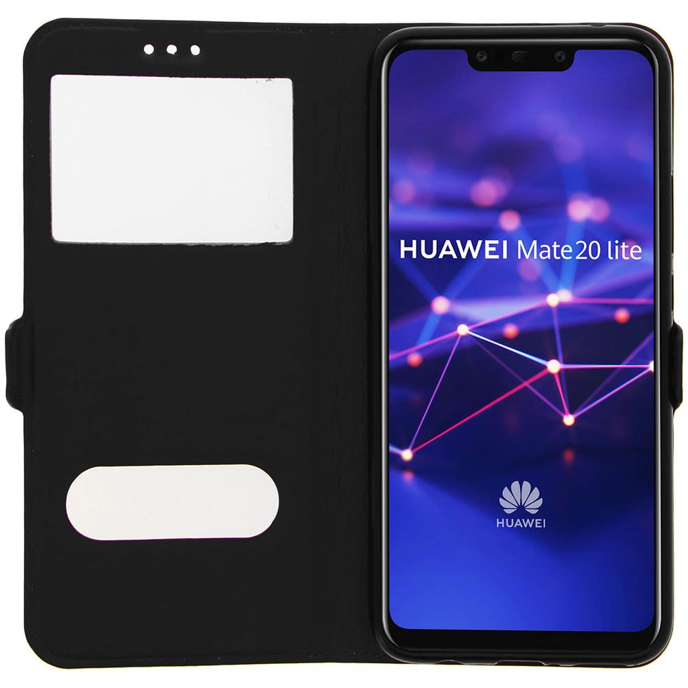 Custodia Huawei Mate 20 Lite + Funzione Stand Con Doppia Finestra Nera - Foto 5