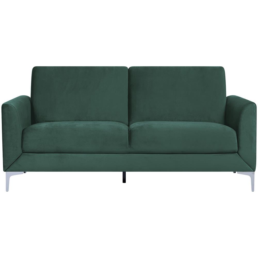 Divano 3 Posti In Tessuto Vellutato Verde Fenes - Foto 1