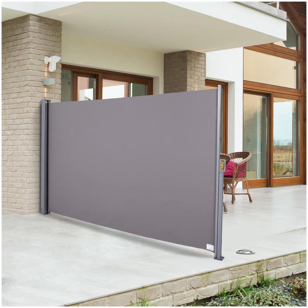 Tenda Da Sole Laterale E Avvolgibile Protezione Vento / privacy 3x1.6m Grigio - Foto 3