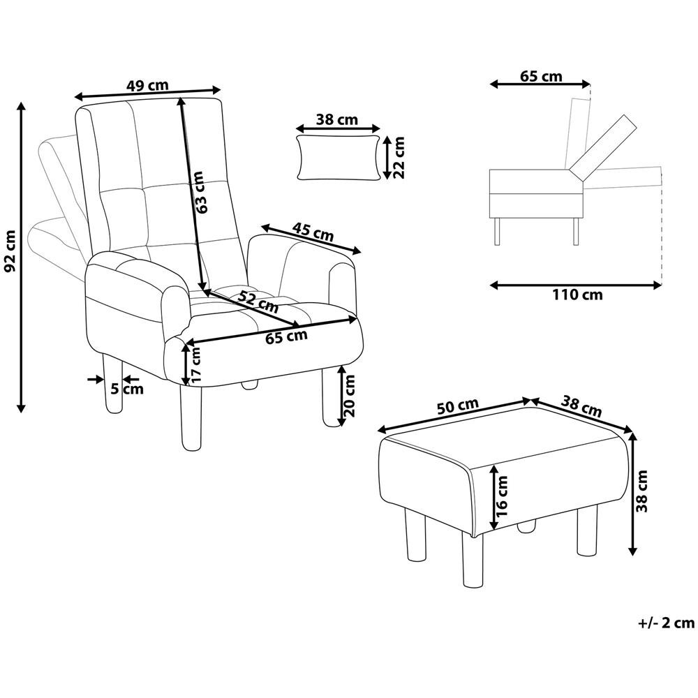 Sedia Reclinabile In Tessuto Con Pouf Grigio Oland - Foto 2