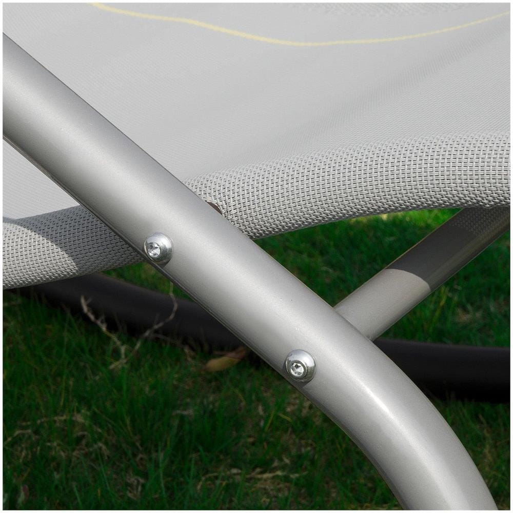 Set 2 Sdraio a Dondolo con Poggiatesta 62x158x86 cm Grigio - Foto 7
