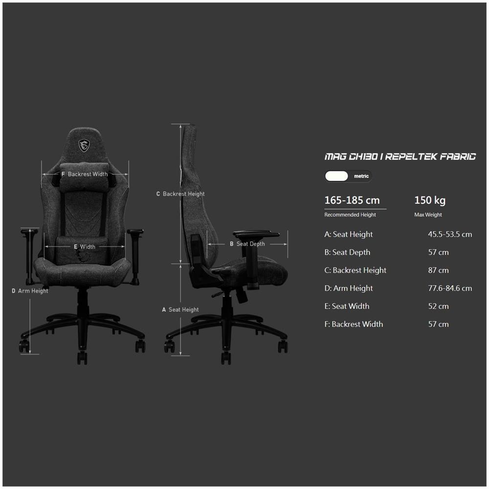 Sedia Gaming MAG CH130 I Repeltek Fabric con Tessuto Resistente a Graffi e Tagli Colore Grigio - Foto 6