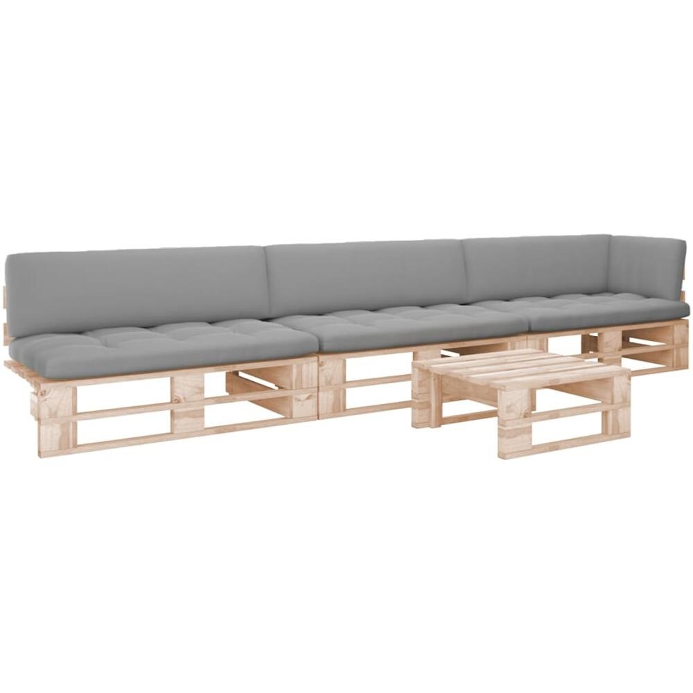 Set Divani in Pallet con Cuscini 4 pz in Pino Impregnato - Foto 1
