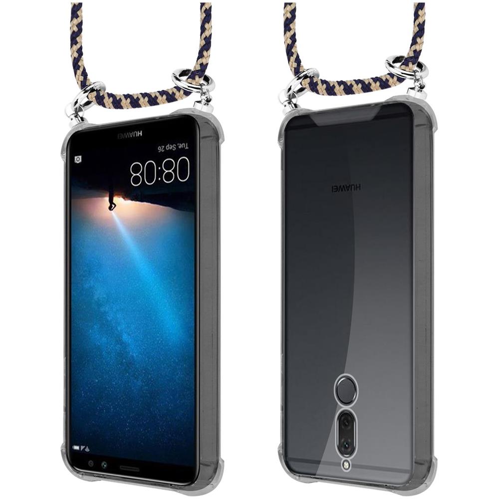 Catena Di Telefoni Cellulari Compatibile Con Huawei Mate 10 Lite In Blu Scuro Giallo - Coperchio Protettivo In Silicone Con Anelli D'argento, Cinturino In Corda E Custodia Staccabile - Foto 8