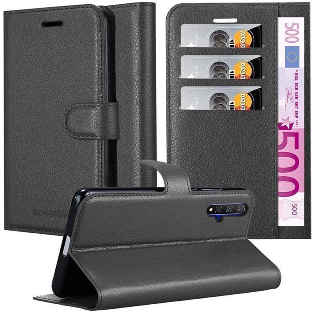 Custodia Compatibile Con Honor 20 In Nero Carbone - Coperchio Protettiva Con Chiusura Magnetica, Funzione Stand E Tasca Per Le Carte - Foto 1
