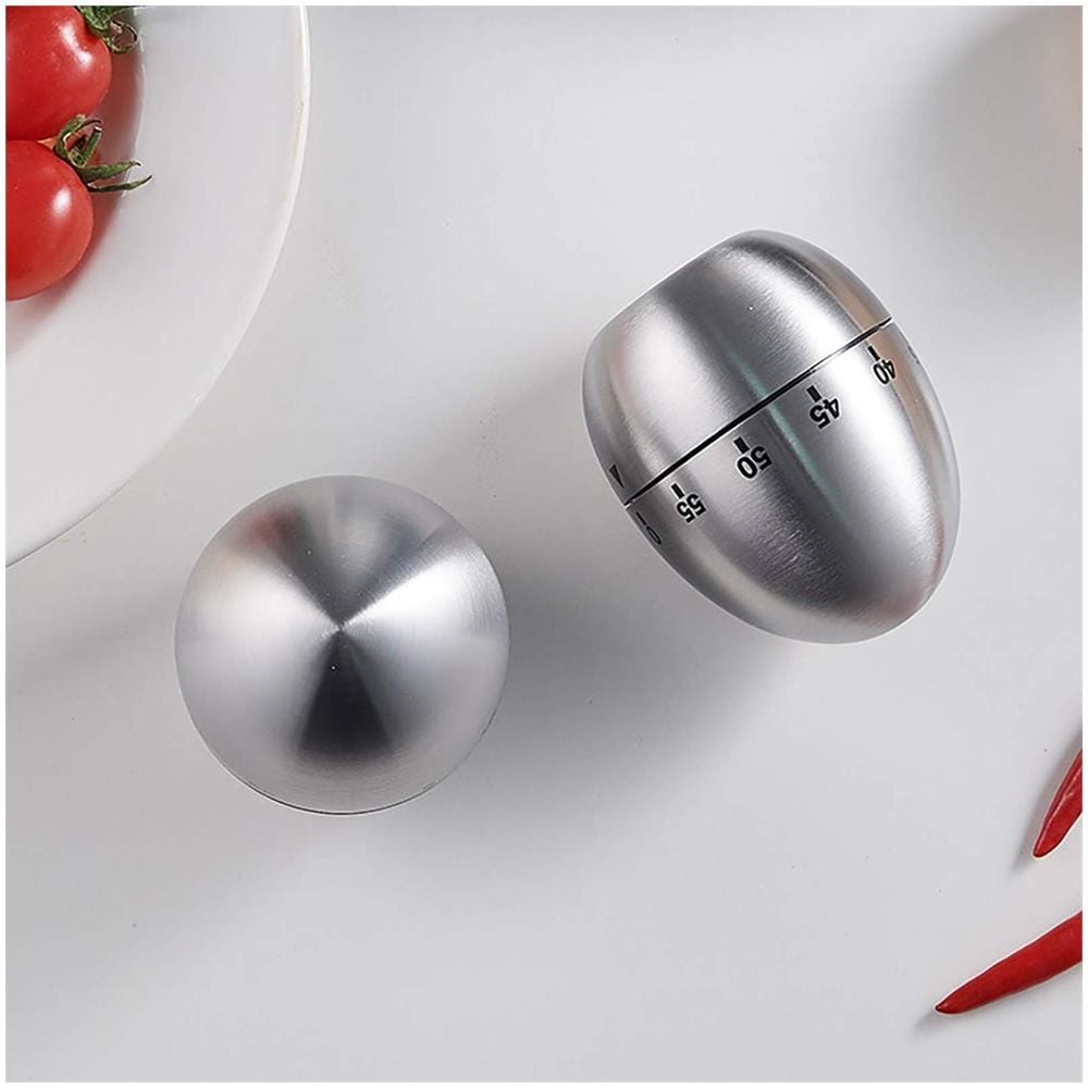 Orologio Da Cucina Meccanico Con Timer Da Uovo In Acciaio Inossidabile Argento - Foto 2