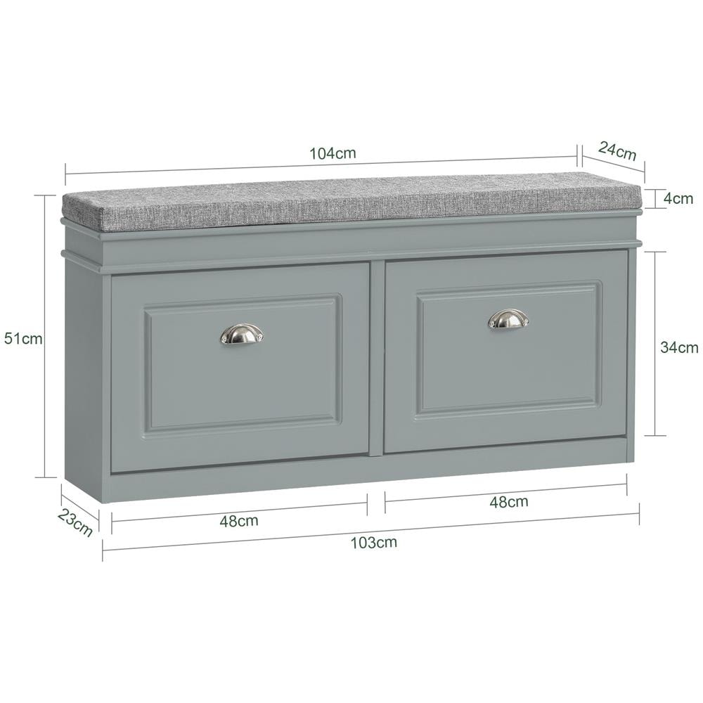 Serie Bianche Di Scarpiere Moderne Grigio 104x24x52cm 2 Ante 1 Cuscino Fsr64-hg - Foto 2