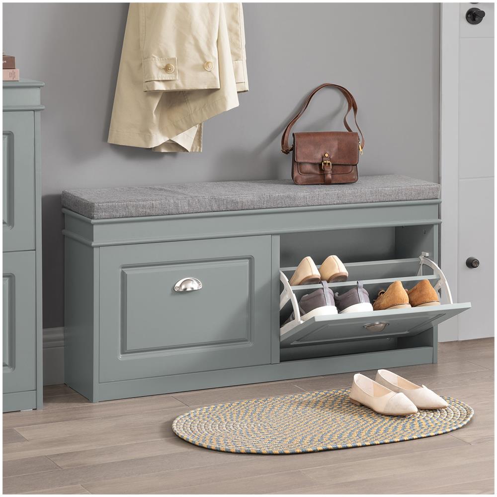 Serie Bianche Di Scarpiere Moderne Grigio 104x24x52cm 2 Ante 1 Cuscino Fsr64-hg - Foto 5