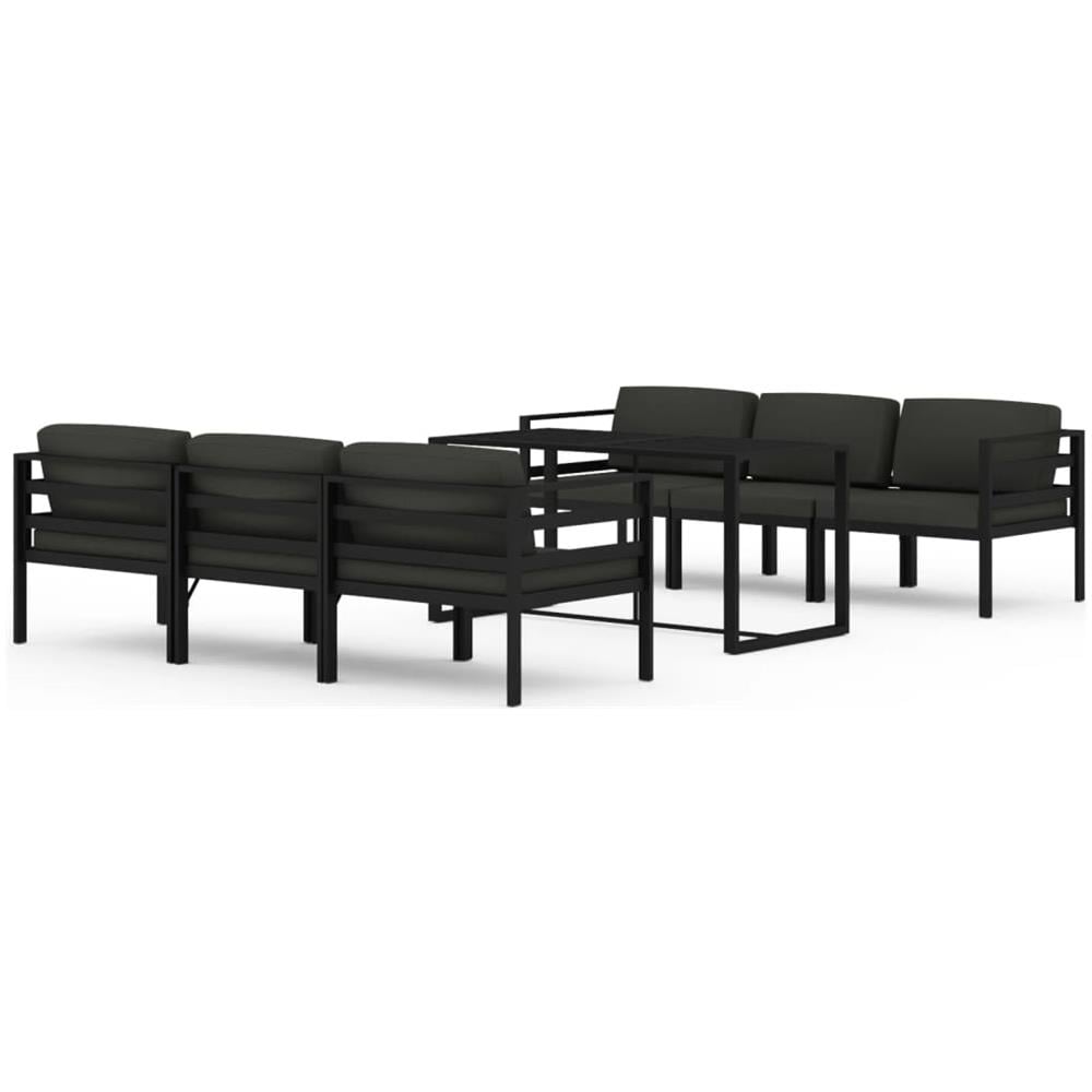 Set Divani Da Giardino 7 Pz Con Cuscini In Alluminio Antracite - Foto 1