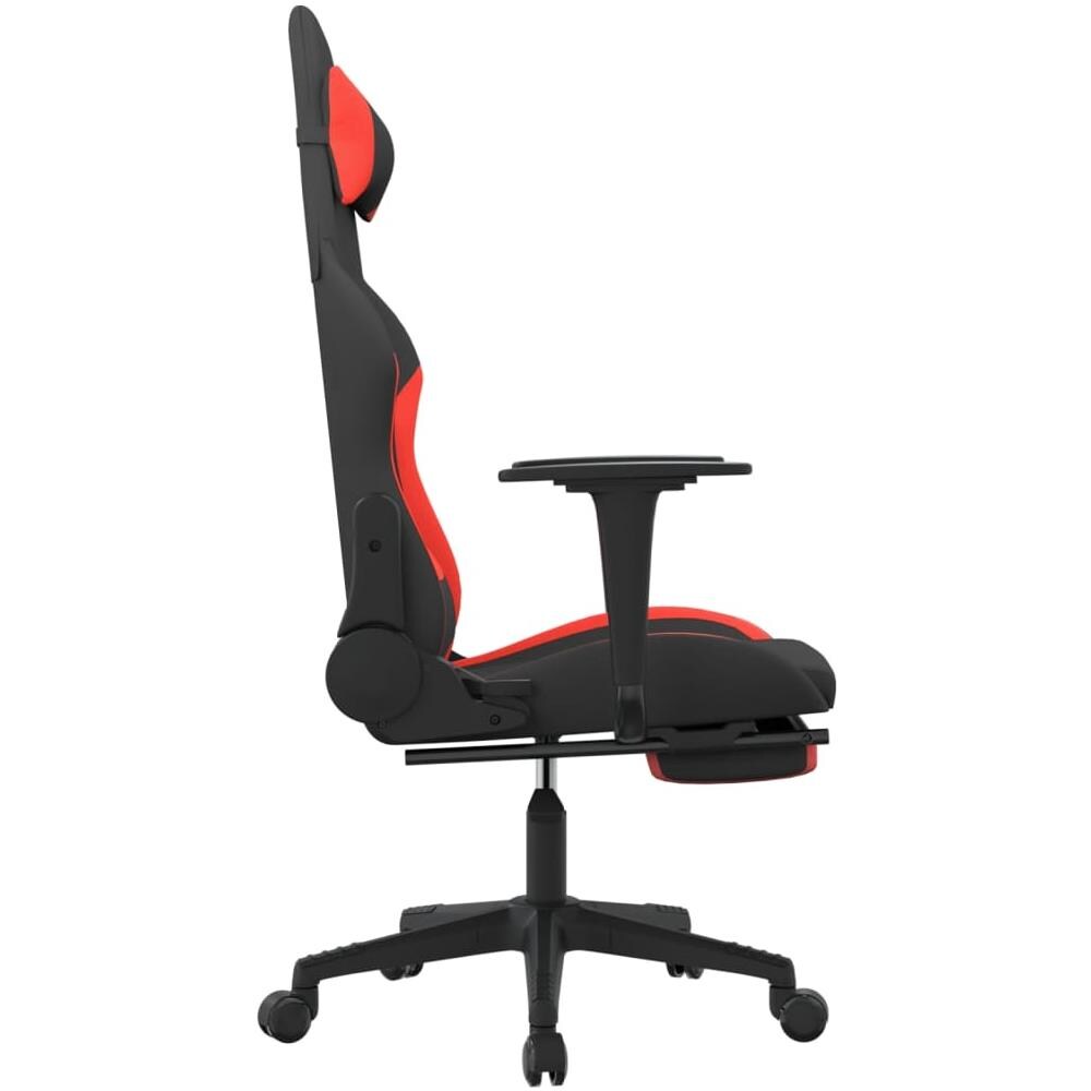 Sedia Da Gaming Con Poggiapiedi Rosso E Nero In Tessuto - Foto 2