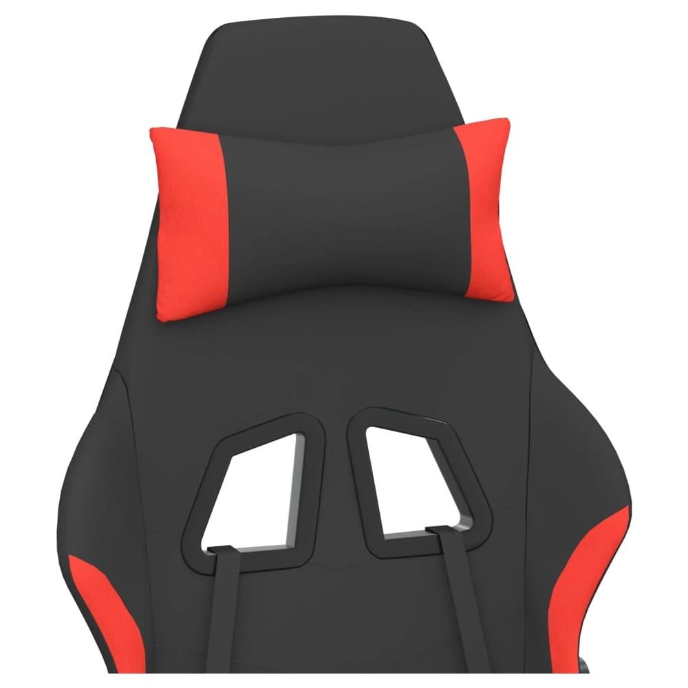 Sedia Da Gaming Con Poggiapiedi Rosso E Nero In Tessuto - Foto 10