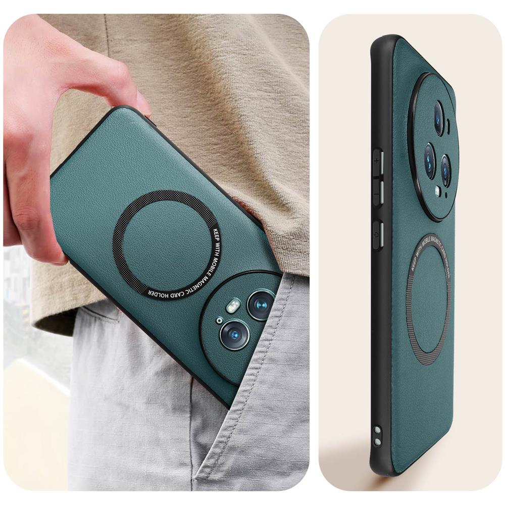 Cover Magsafe Per Honor Magic 5 Pro Semirigida Con Anello Magnetico Verde Scuro - Foto 2
