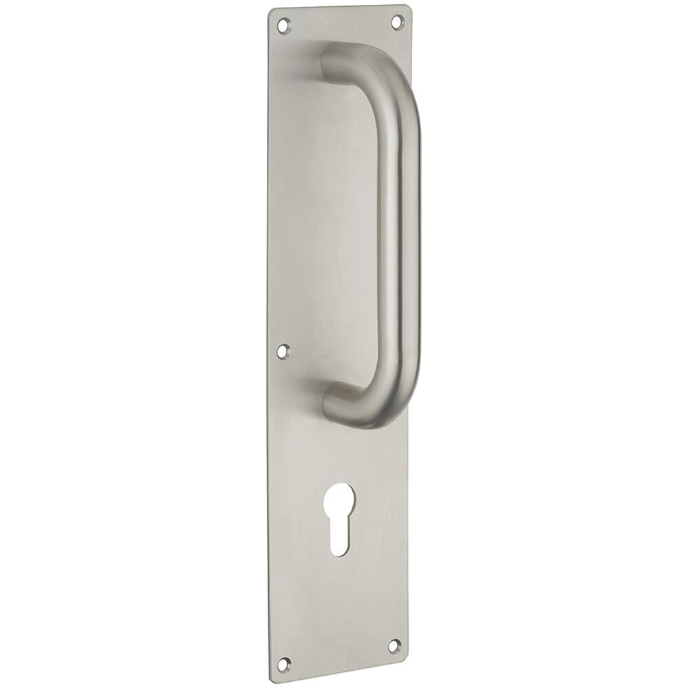 Maniglia Porta Esterna In Acciaio Inox Con Placca 300x75 Mm Per Cilindro Europeo - - Foto 1