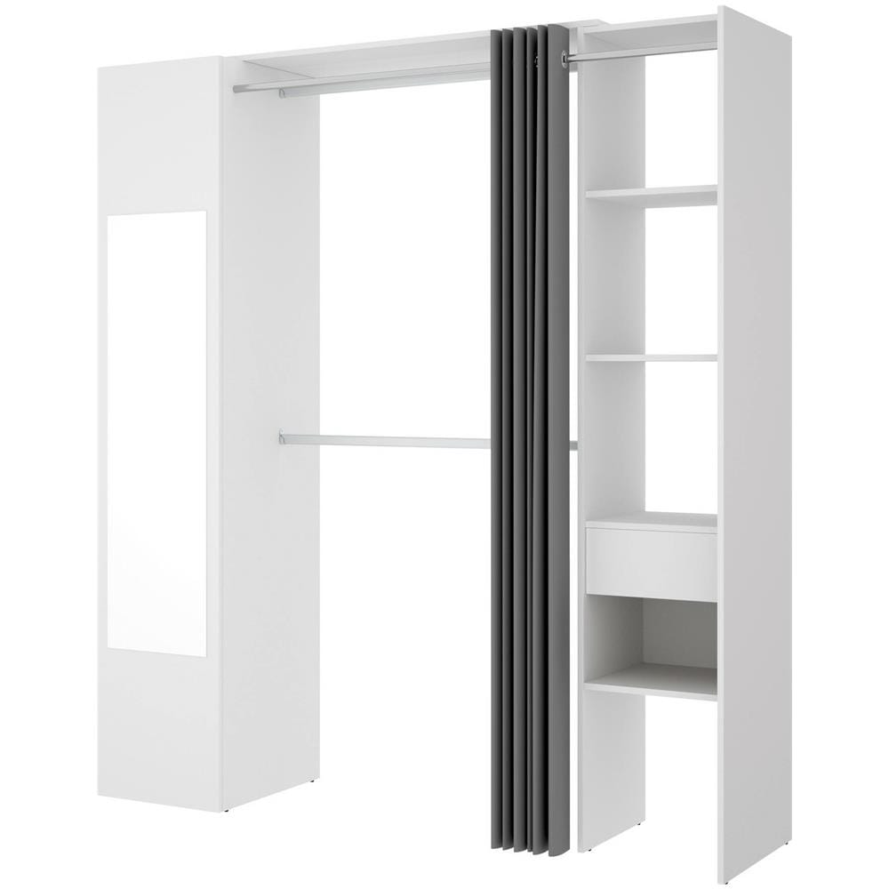 Guardaroba Rigi, Struttura Per Cabina Armadio, Mobile Appendiabiti Aperto, 177x52h205 Cm, Bianco E Antracite - Foto 2