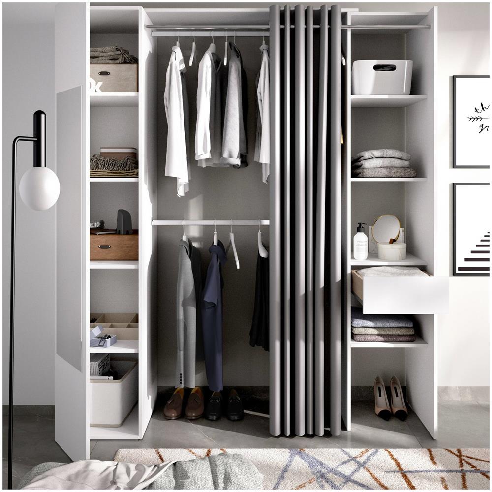 Guardaroba Rigi, Struttura Per Cabina Armadio, Mobile Appendiabiti Aperto, 177x52h205 Cm, Bianco E Antracite - Foto 4
