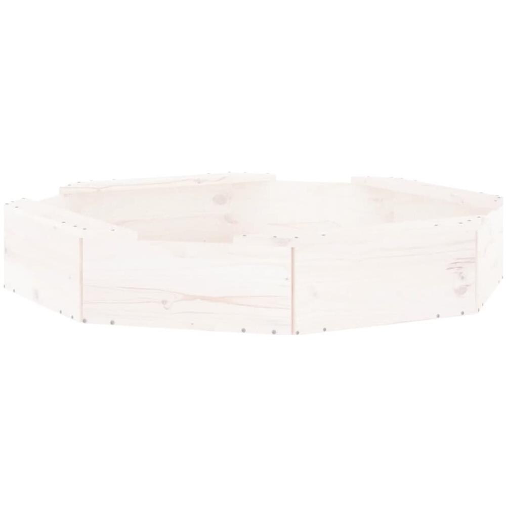 Sabbiera Con Sedute Bianca Ottagonale In Legno Massello Di Pino - Foto 2