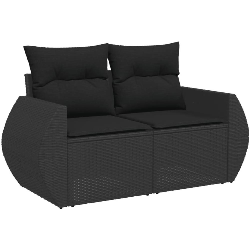 Divano da Giardino con Cuscini a 2 Posti Nero in Polyrattan - Foto 1