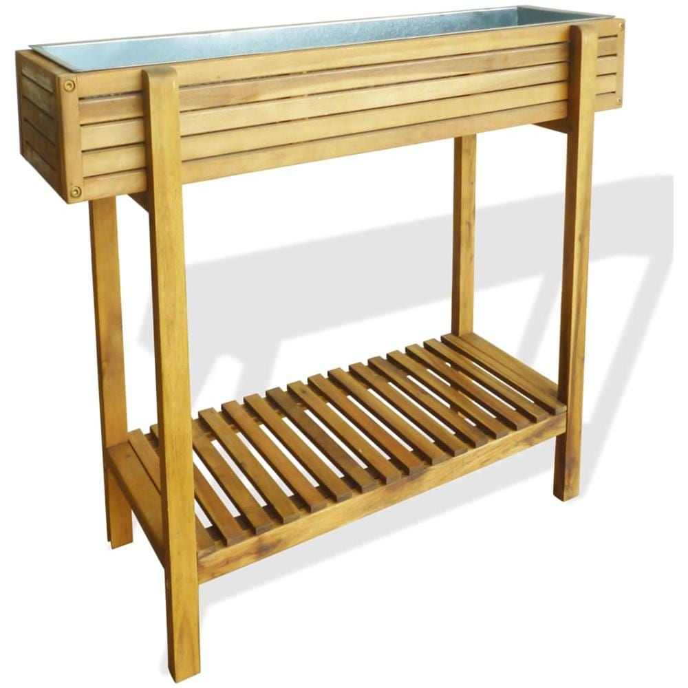 Fioriera Alta Da Giardino In Legno Massello Di Acacia E Zinco - Foto 1