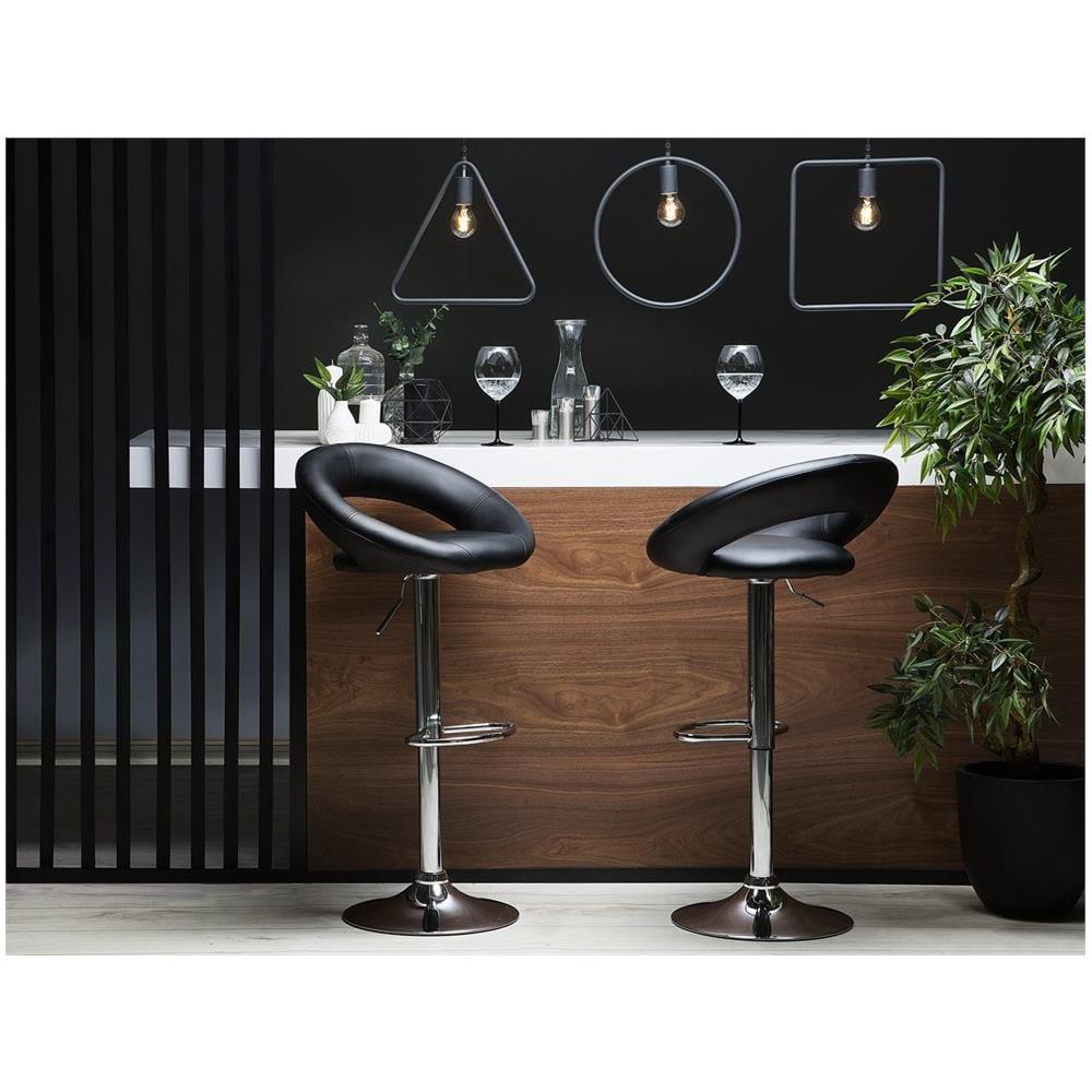 Sgabello Da Bar In Ecopelle Nero Regolabile In Altezza Set Di 2 Pezzi Peoria - Foto 2
