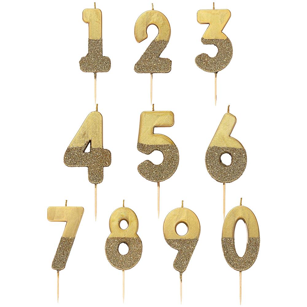 Talking Tables - Candelina Color Oro Con Brillantini Numero - Foto 2