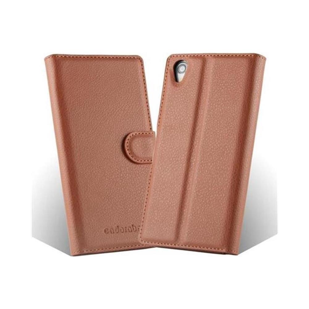 Custodia Compatibile Con Sony Xperia Z1 In Marrone Pastello - Coperchio Protettiva Con Chiusura Magnetica, Funzione Stand E Tasca Per Le Carte - Foto 2