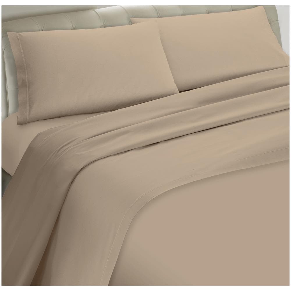 Set Completo Lenzuola 100% Microfibra - Una Piazza E Mezza, Lenzuolo Sopra 180 X 290 Cm, Lenzuolo Sotto 110/120 X 190/200 X 25 Cm, 1 Federa 52 X 82 Cm - Sabbia - Foto 1