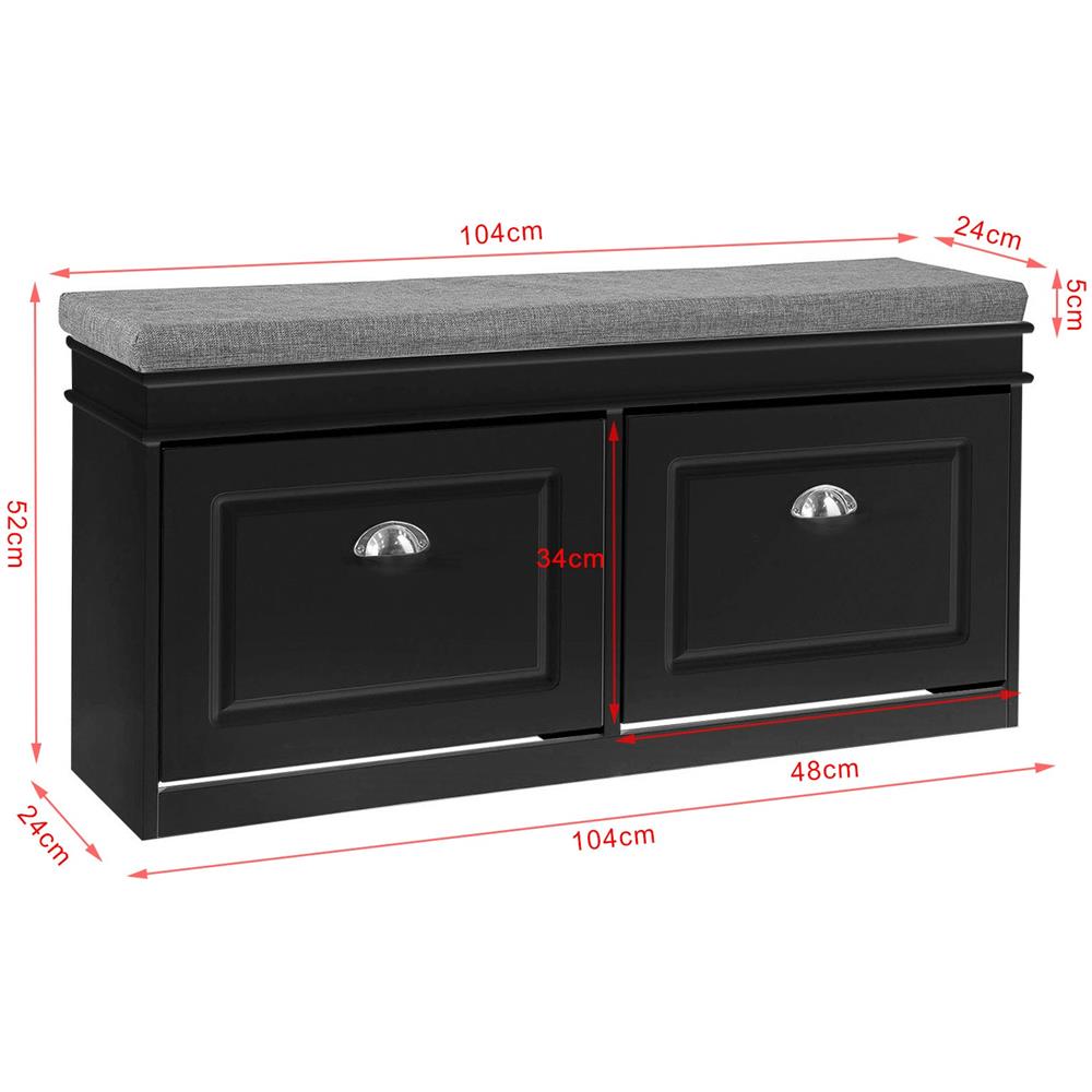 Serie Bianche Di Scarpiere Moderne Nero 104x24x52cm 2 Ante 1 Cuscino Fsr64-sch - Foto 2