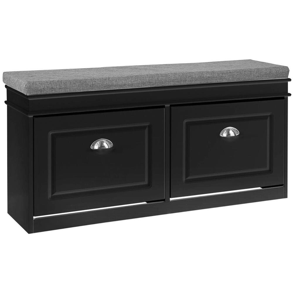 Serie Bianche Di Scarpiere Moderne Nero 104x24x52cm 2 Ante 1 Cuscino Fsr64-sch - Foto 1